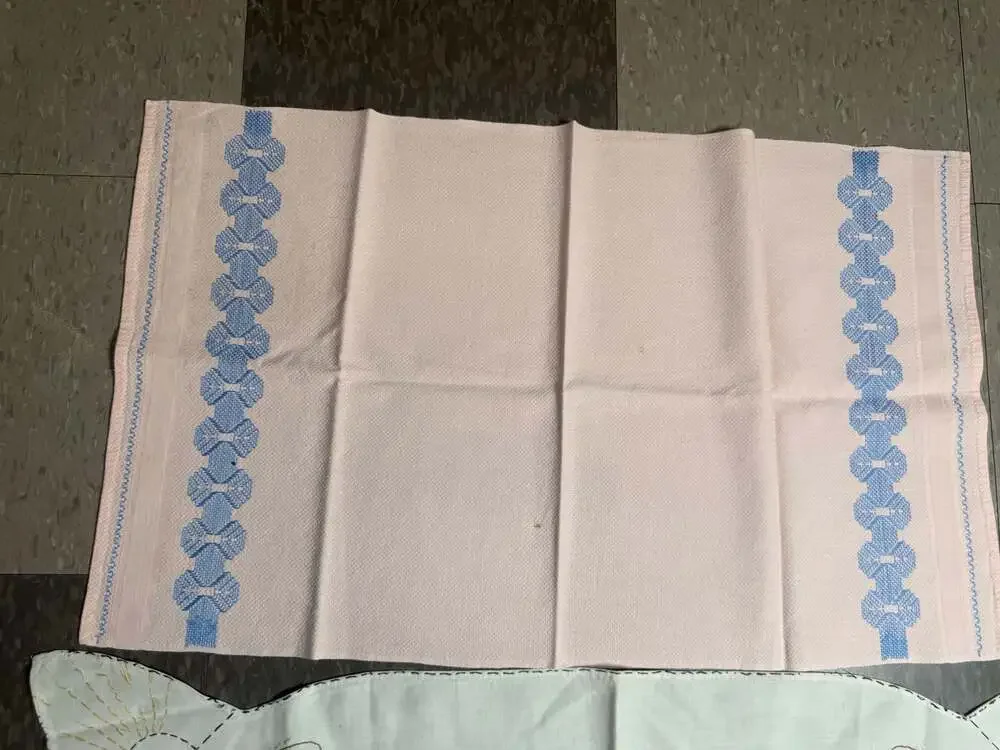 Vintage Hand Embroidered Linens and Huck Weave Towels - Set of 3